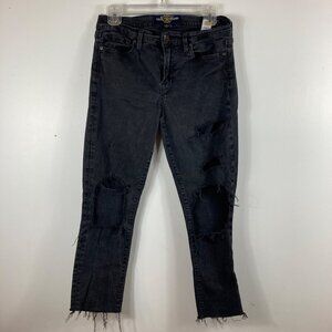 Womens‎ Lucky Brand Sofia Skinny Distressed Crop Black Stretch Jeans 30 x 25